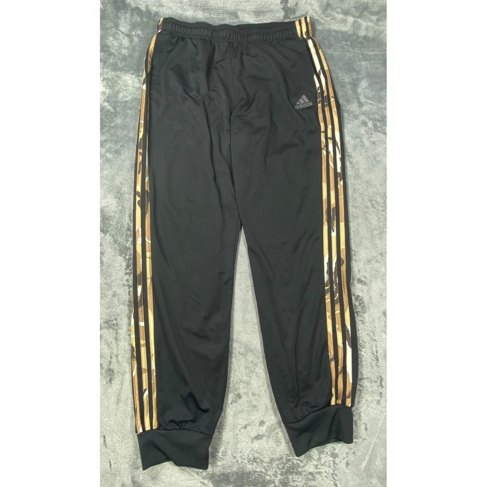 Adidas Track Pants Men Large Black Camo Soccer Training Workout 3 Stripes Jogger
